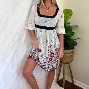 Y2K Cherry Blossom Floral Sheer Babydoll Dress